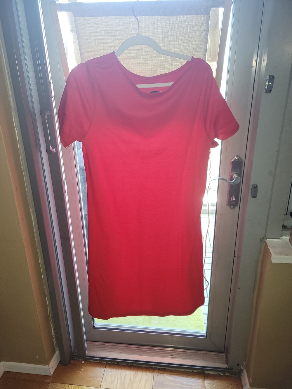 Lemon Way Vibrant Coral Short Sleeve Red Dress - Picture 3 of 4
